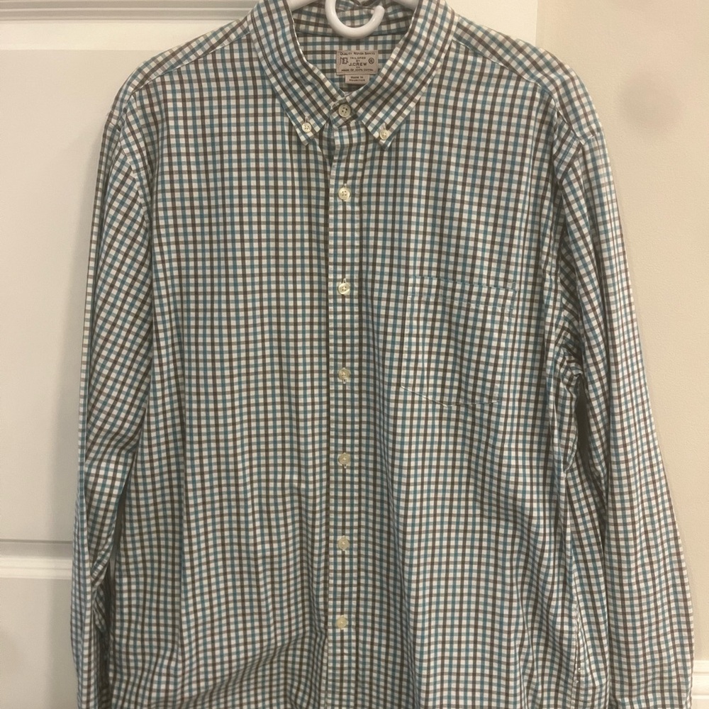 J. Crew Teal/Black Button Down